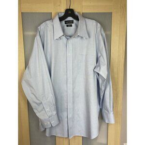Paul Fredrick Dress Shirt Mens Size 17.5-35Blue Non Iron Button Up Work